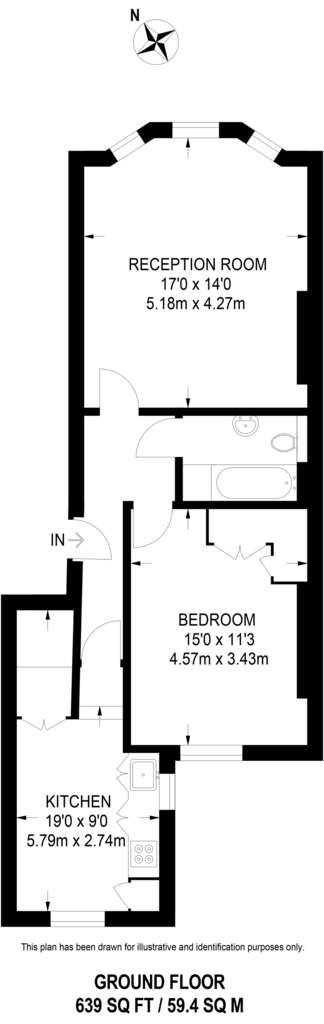 1 bedroom flat to rent - floorplan