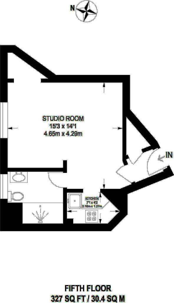 Studio flat to rent - floorplan