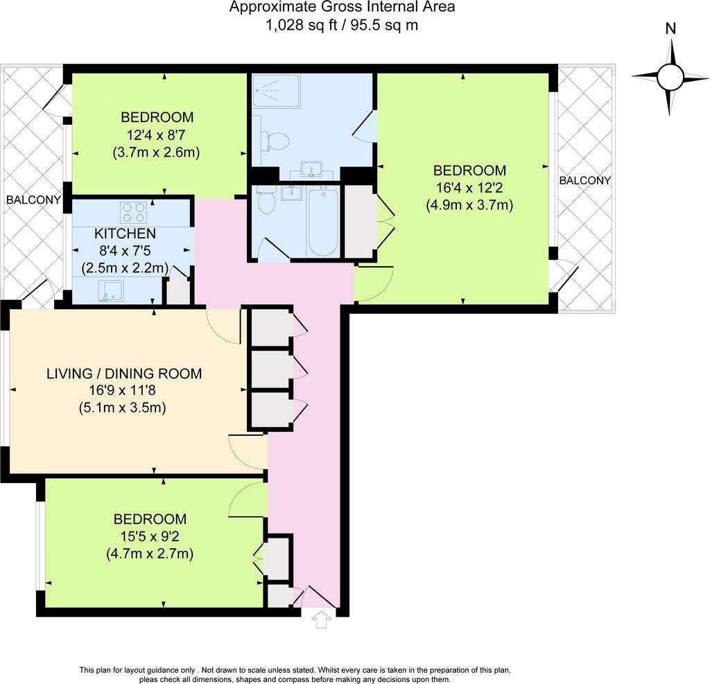 3 bedroom flat for sale - floorplan