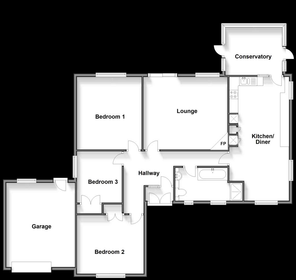 3 bedroom detached bungalow for sale - floorplan