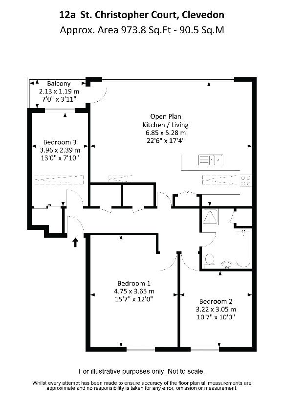 3 bedroom flat for sale - floorplan