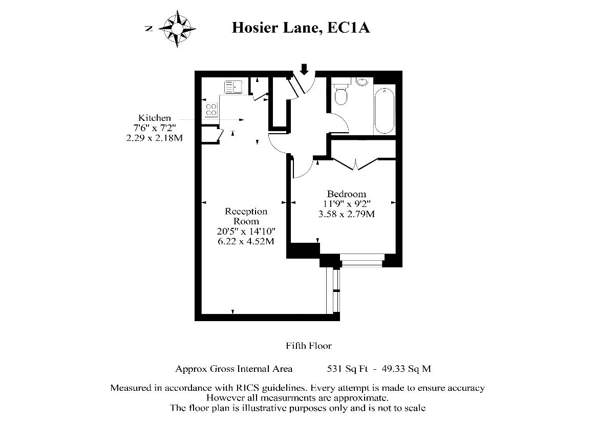 1 bedroom flat for sale - floorplan