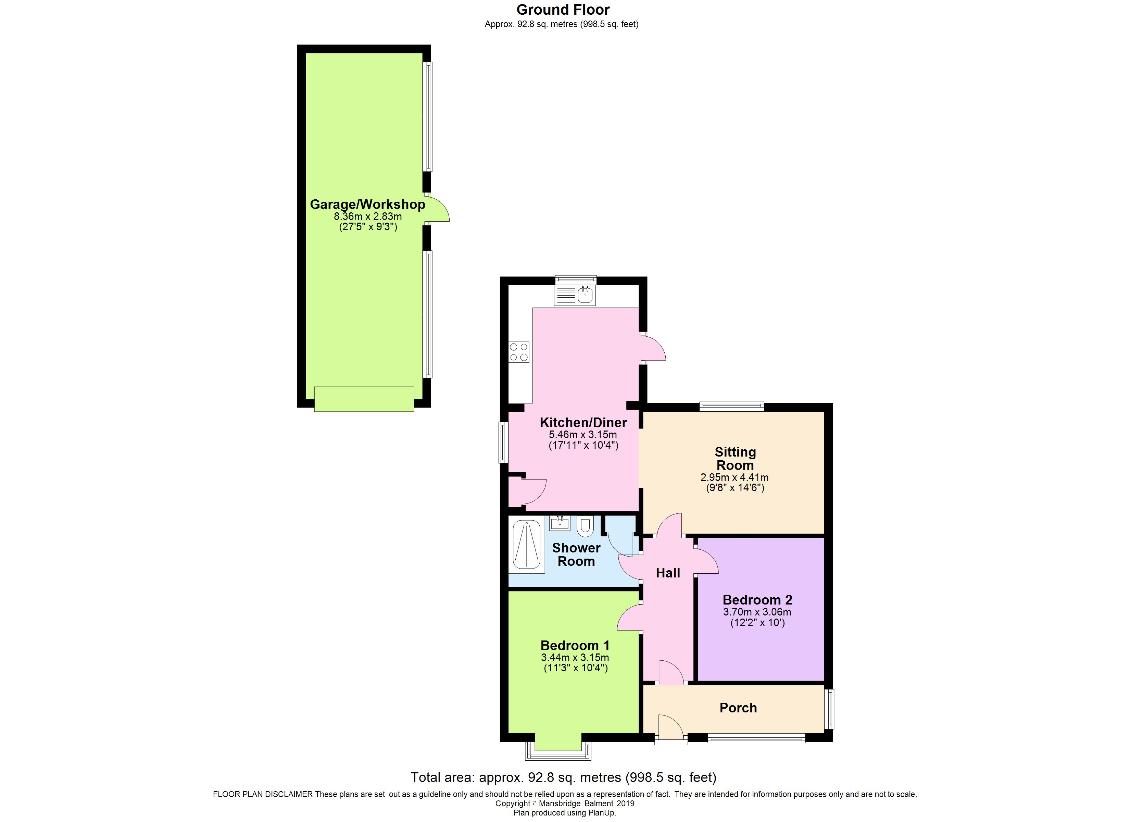 2 bedroom bungalow for sale - floorplan