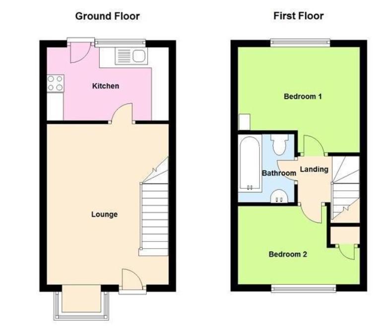 2 bedroom end of terrace house for sale - floorplan