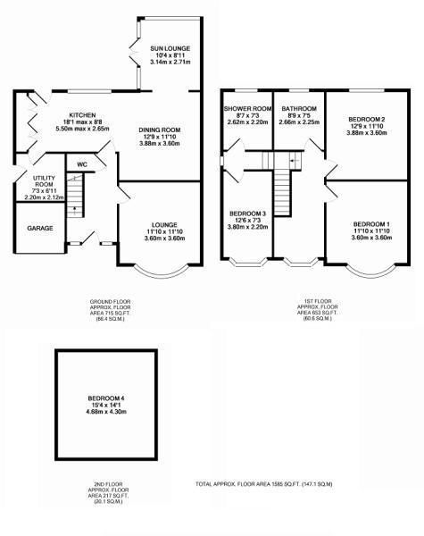 4 bedroom semi-detached house for sale - floorplan