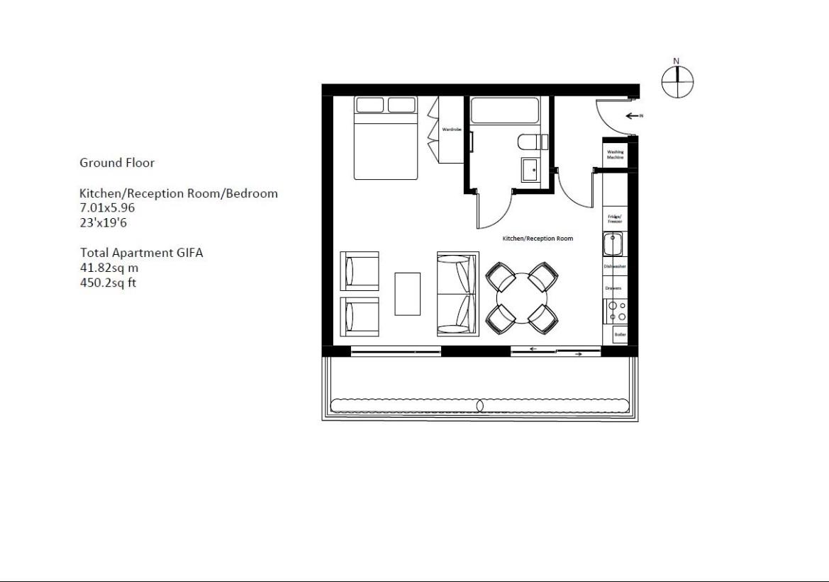 Studio flat for sale - floorplan