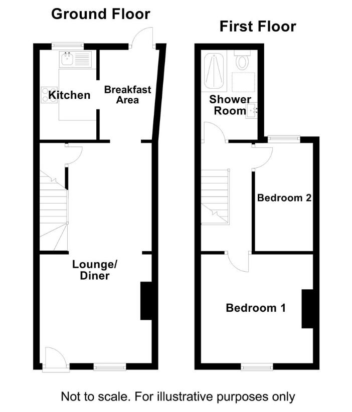 2 bedroom terraced house for sale - floorplan