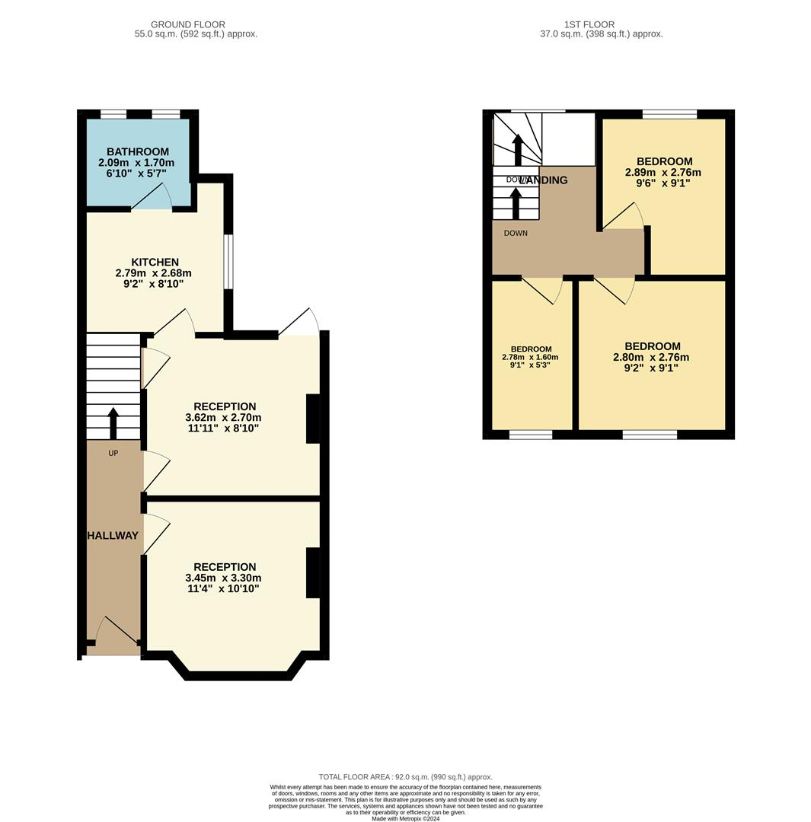 2 bedroom terraced house for sale - floorplan