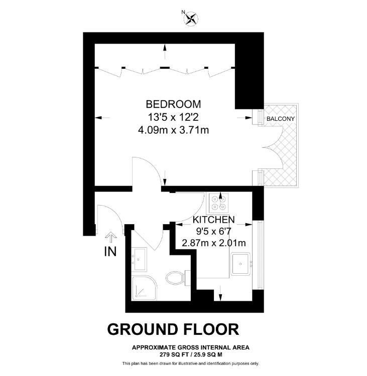 Studio flat for sale - floorplan