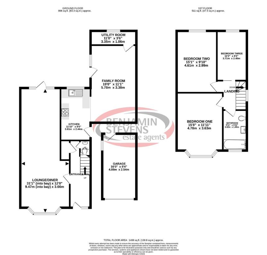 3 bedroom semi-detached house for sale - floorplan