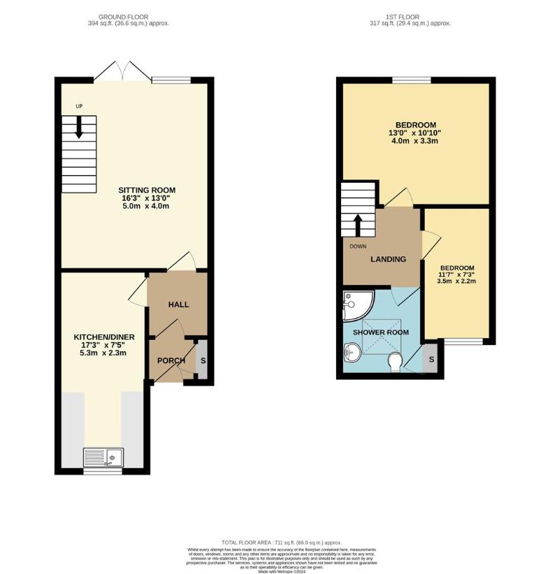 2 bedroom terraced house for sale - floorplan