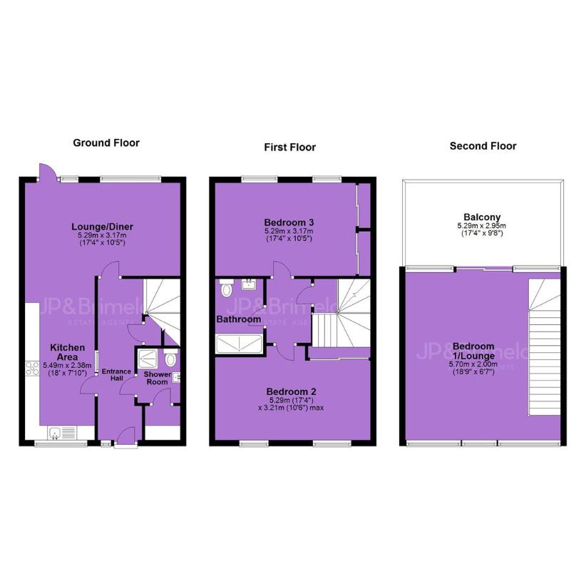 3 bedroom terraced house for sale - floorplan