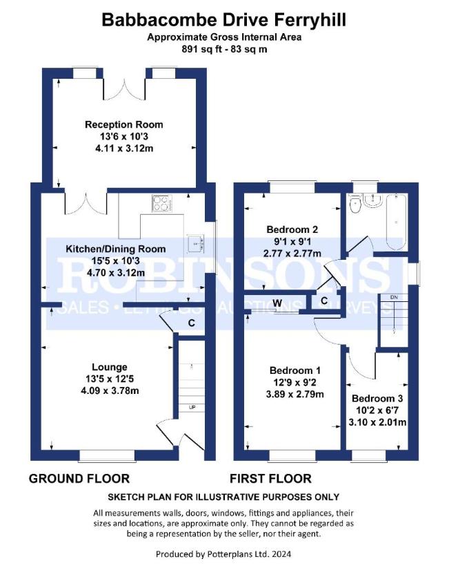 3 bedroom semi-detached house for sale - floorplan