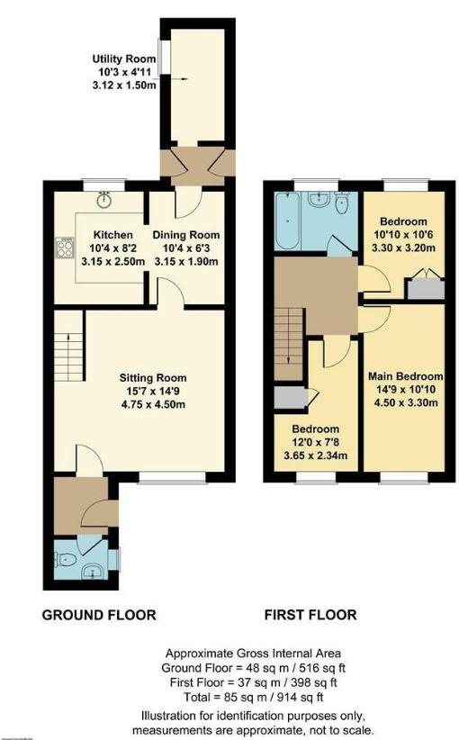 3 bedroom terraced house for sale - floorplan