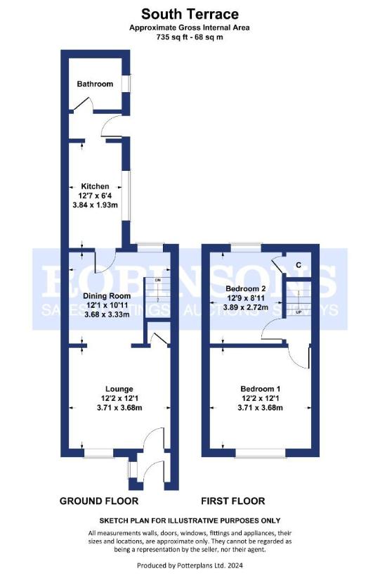 2 bedroom terraced house for sale - floorplan