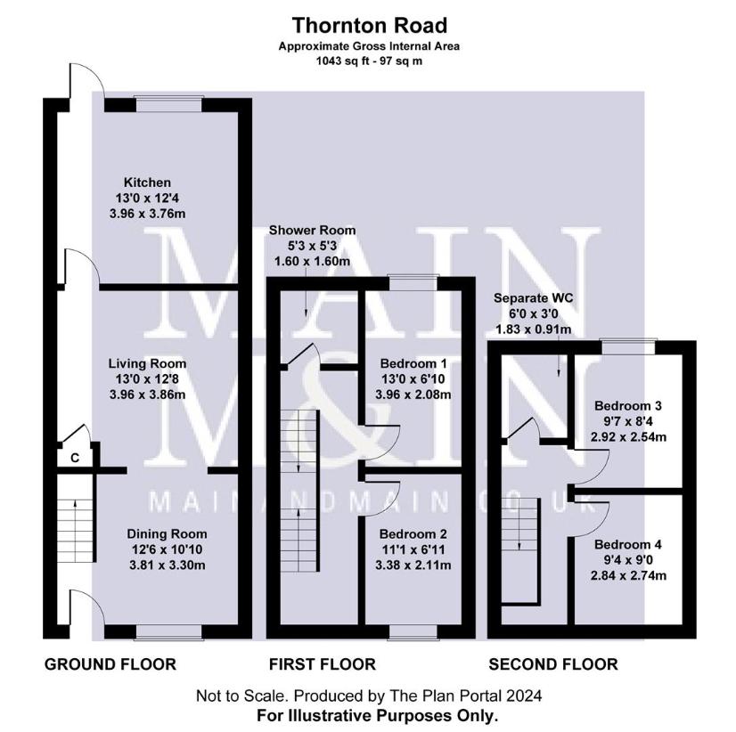 4 bedroom terraced house for sale - floorplan