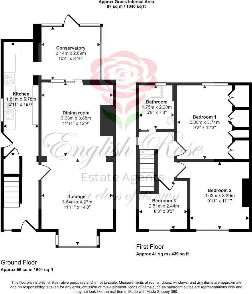 3 bedroom semi-detached house for sale - floorplan