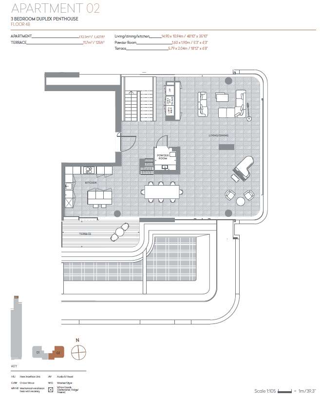 3 bedroom penthouse apartment for sale - floorplan