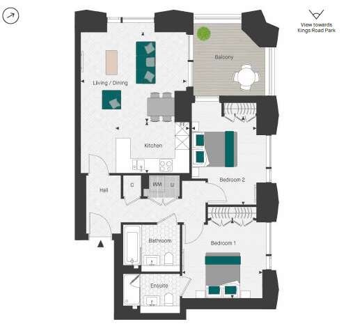 2 bedroom flat for sale - floorplan