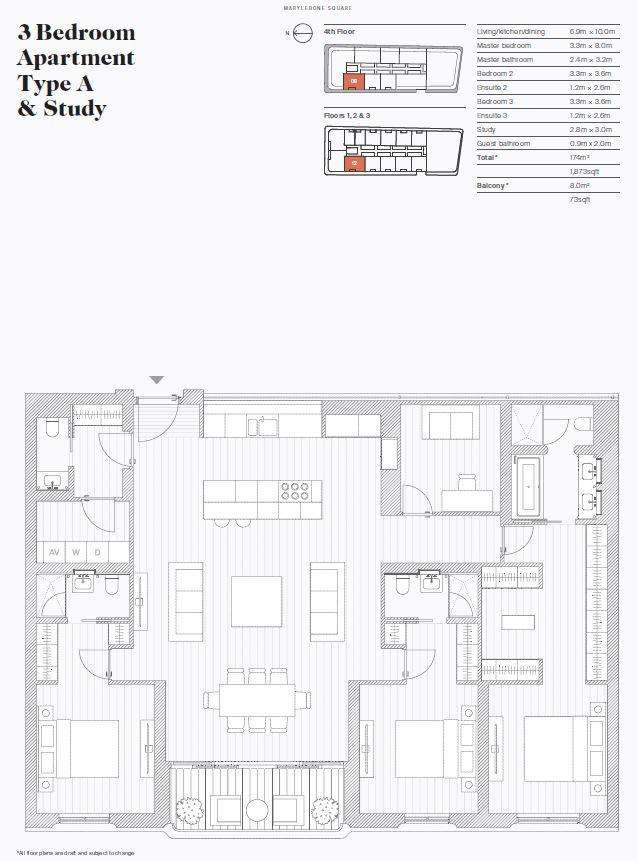 3 bedroom flat for sale - floorplan