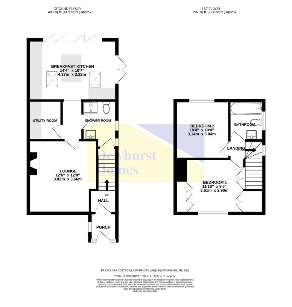 2 bedroom semi-detached house for sale - floorplan