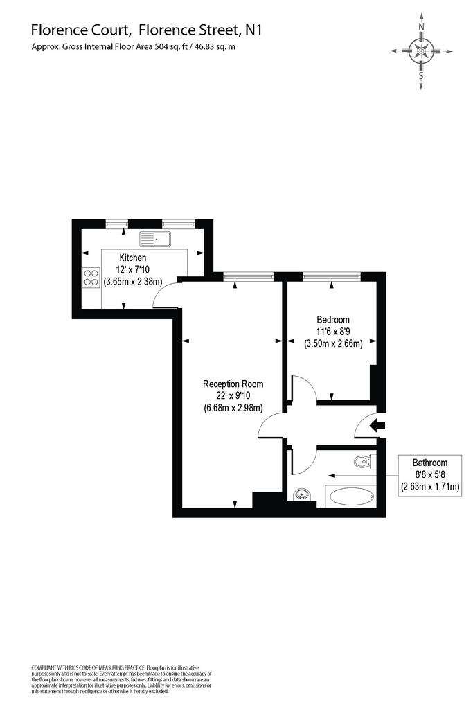 1 bedroom flat to rent - floorplan