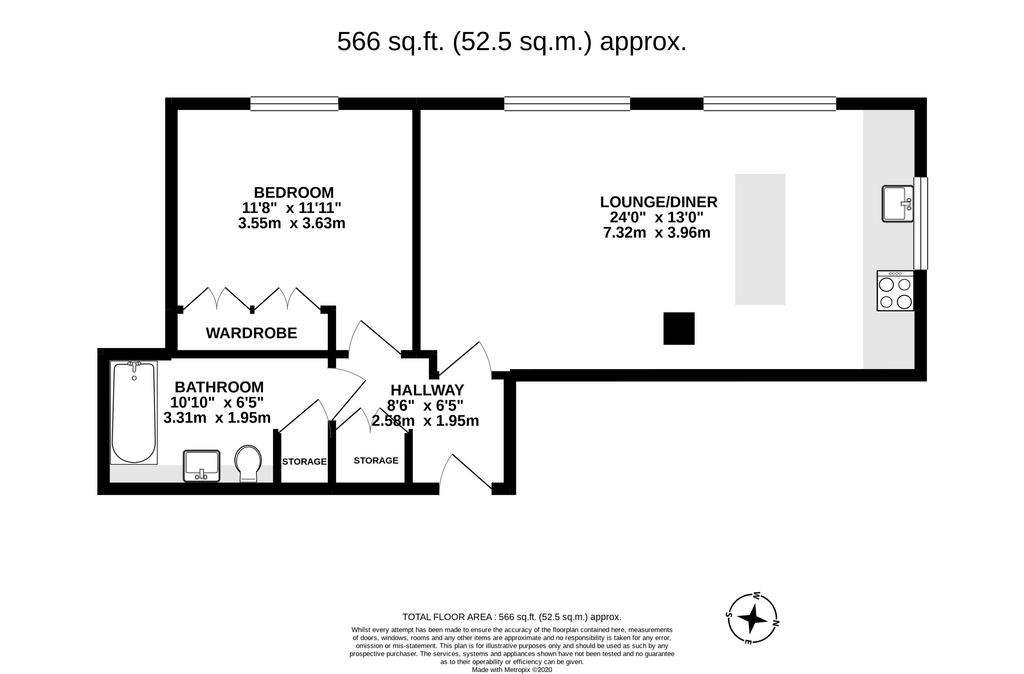 1 bedroom flat to rent - floorplan