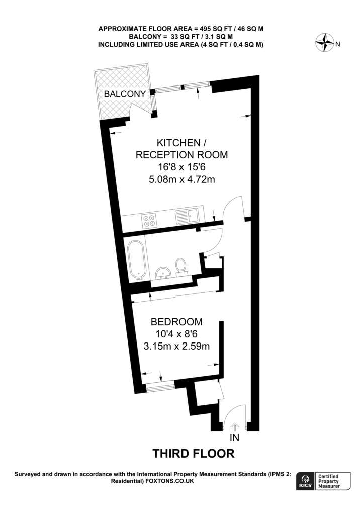 1 bedroom flat to rent - floorplan