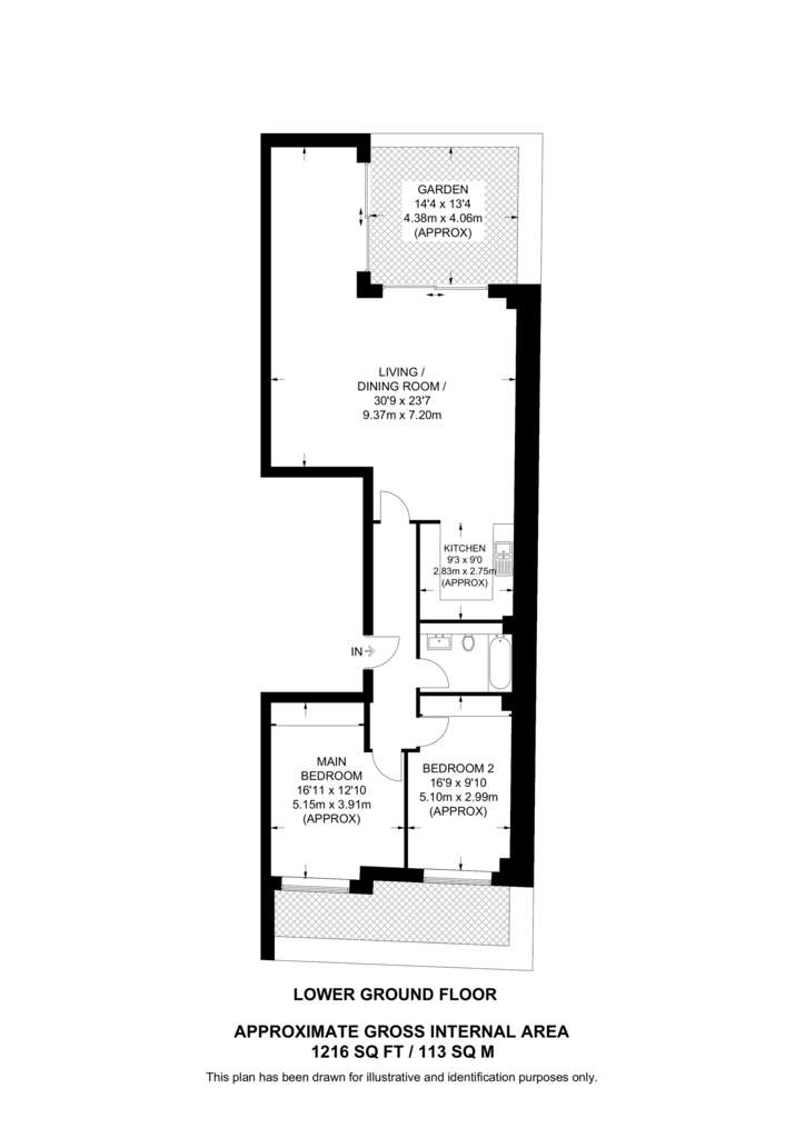 2 bedroom flat to rent - floorplan