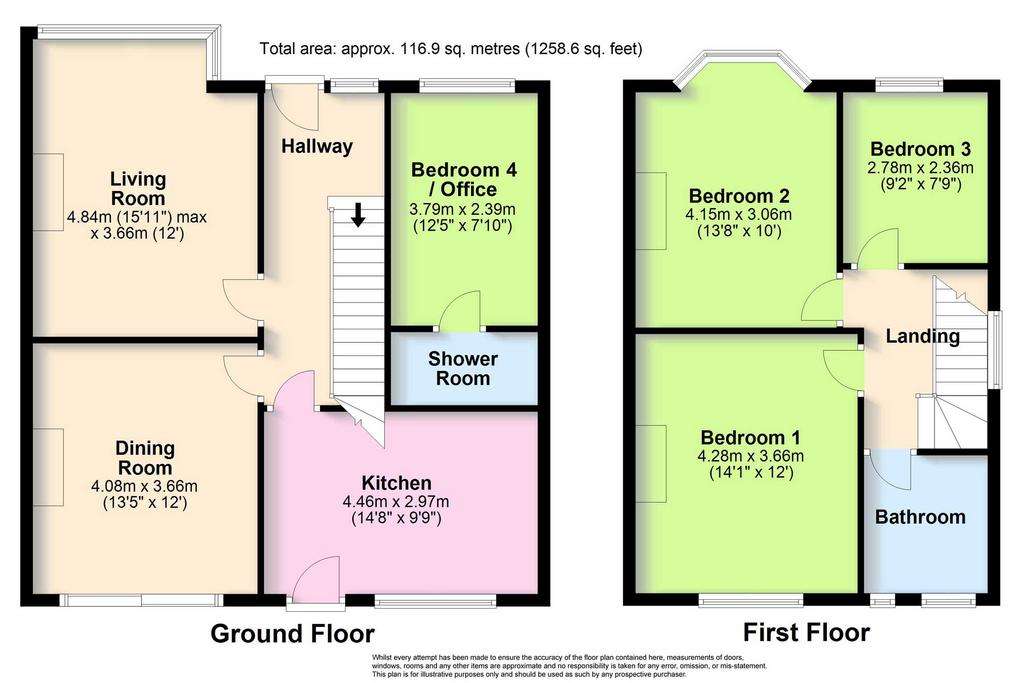 4 bedroom semi-detached house for sale - floorplan