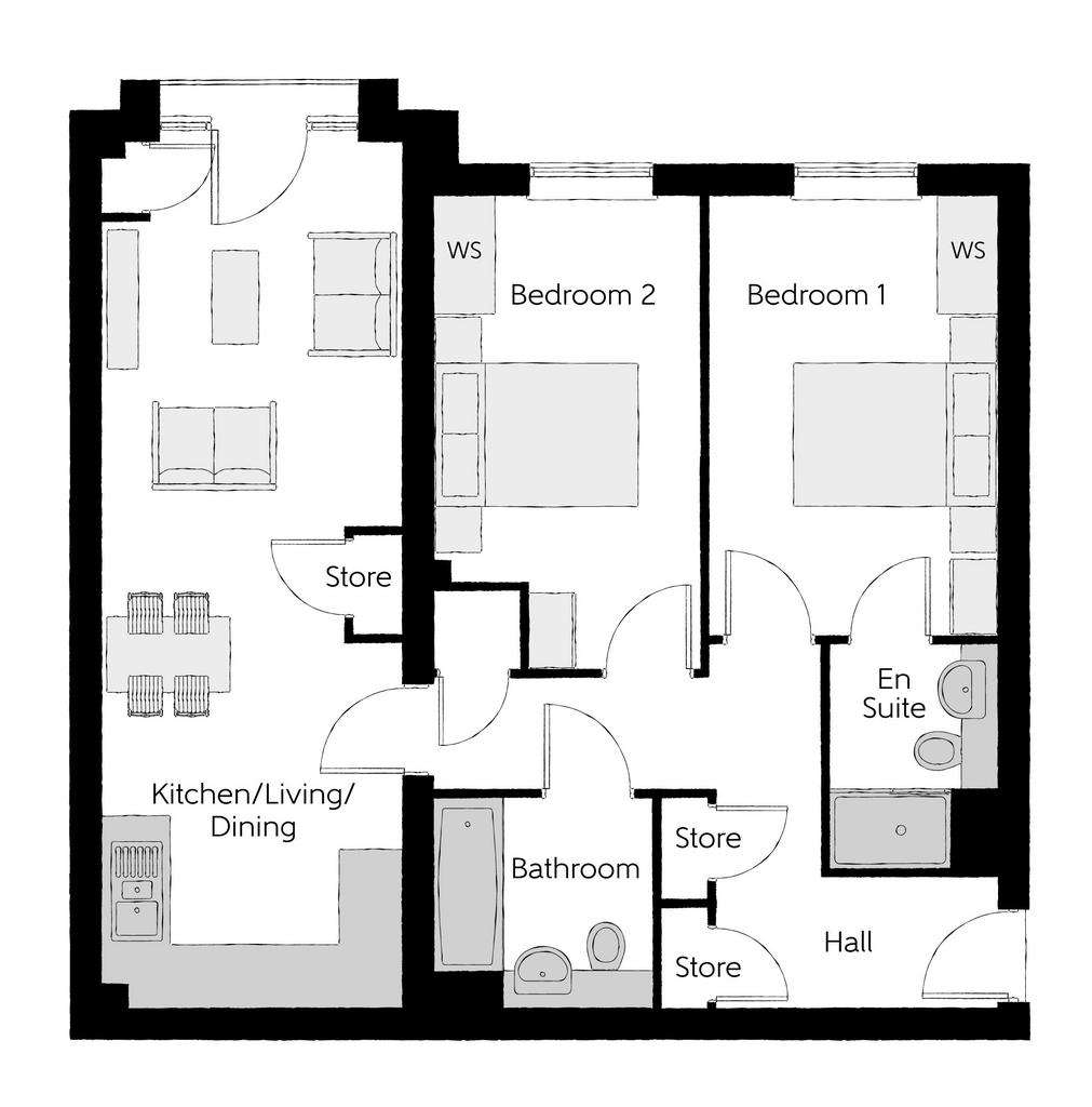 2 bedroom flat for sale - floorplan