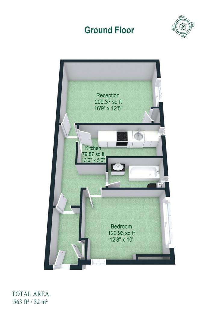 1 bedroom flat to rent - floorplan