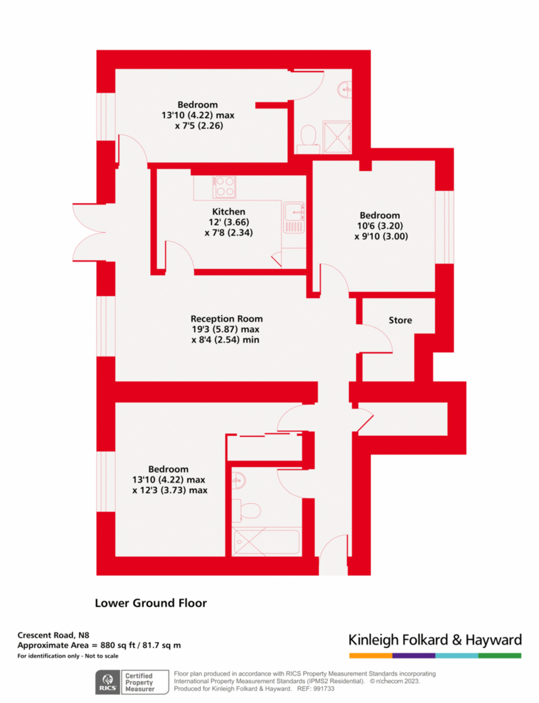 3 bedroom flat to rent - floorplan