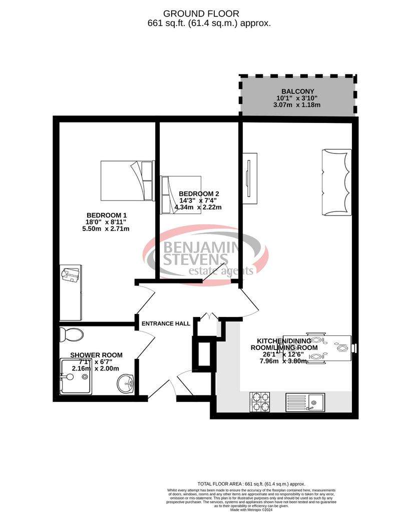 2 bedroom flat to rent - floorplan