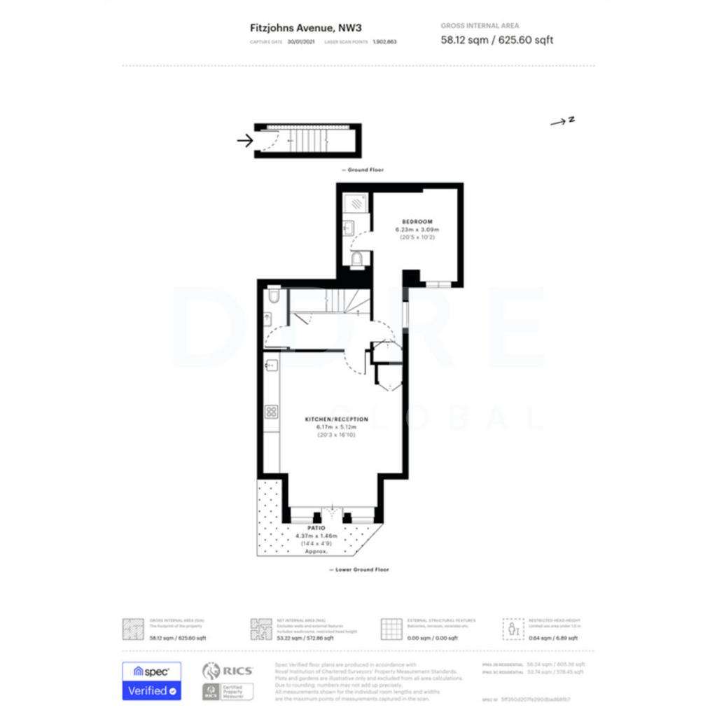 1 bedroom flat to rent - floorplan