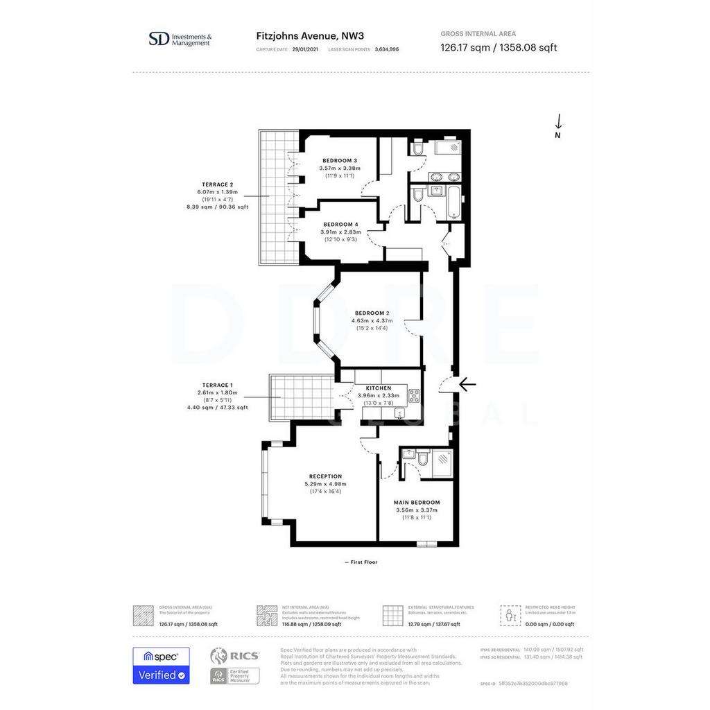 4 bedroom flat to rent - floorplan