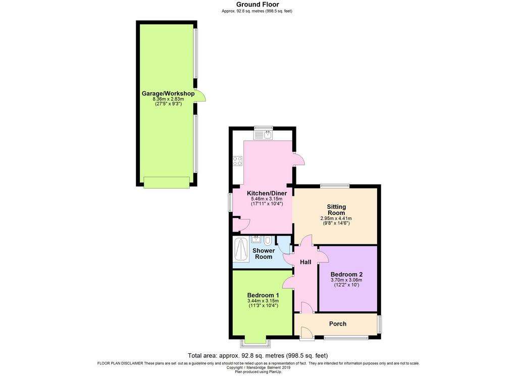 2 bedroom bungalow for sale - floorplan