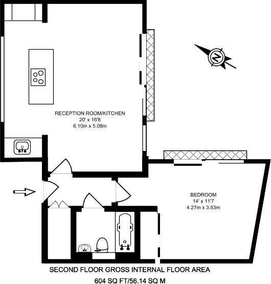 1 bedroom flat to rent - floorplan