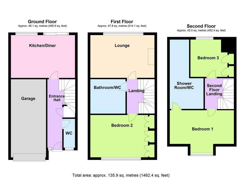 3 bedroom town house for sale - floorplan