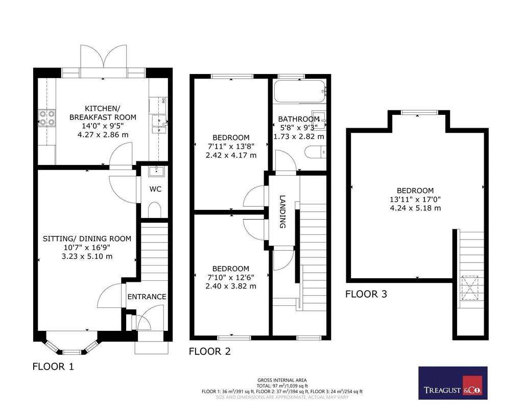 3 bedroom terraced house for sale - floorplan