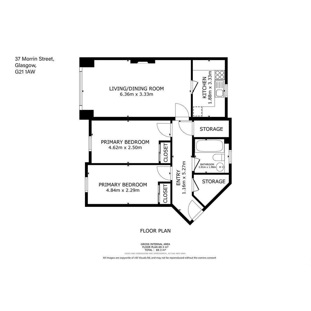 2 bedroom flat for sale - floorplan