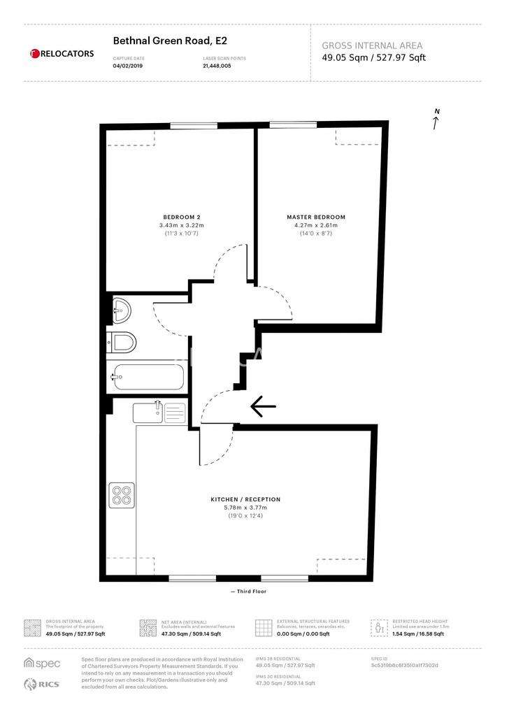 2 bedroom flat to rent - floorplan