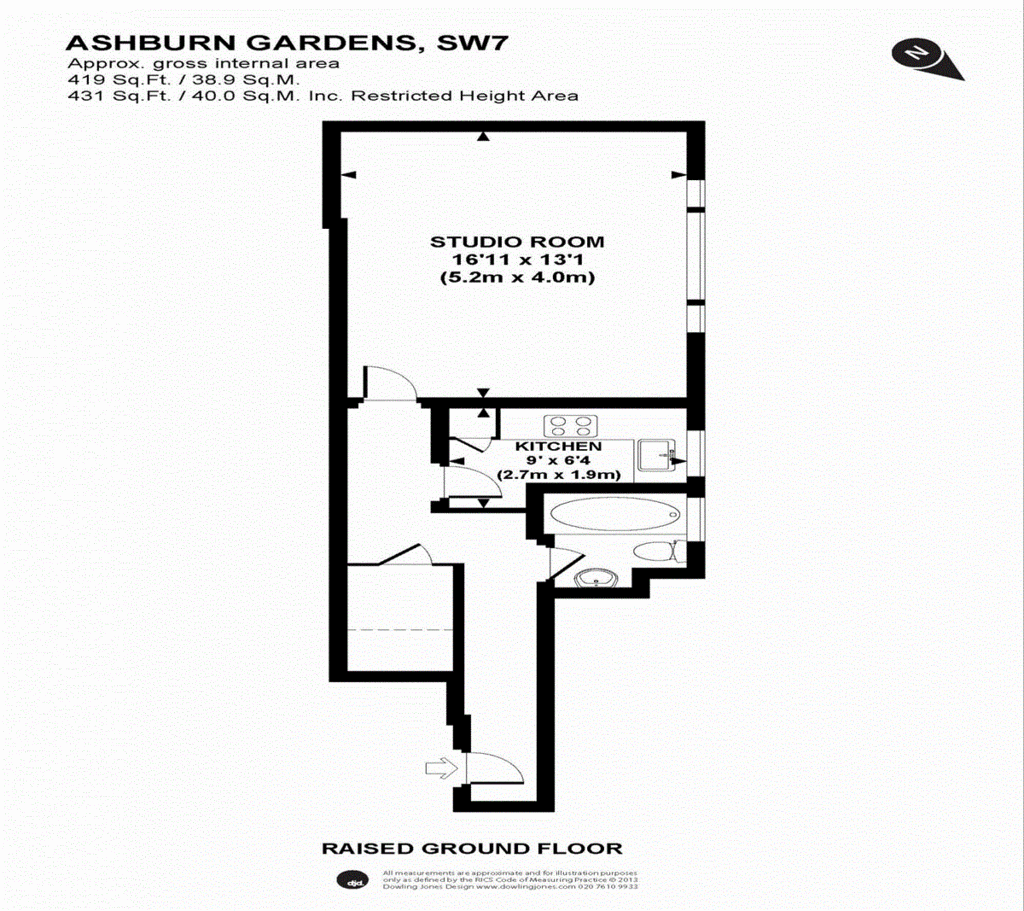 Studio flat to rent - floorplan