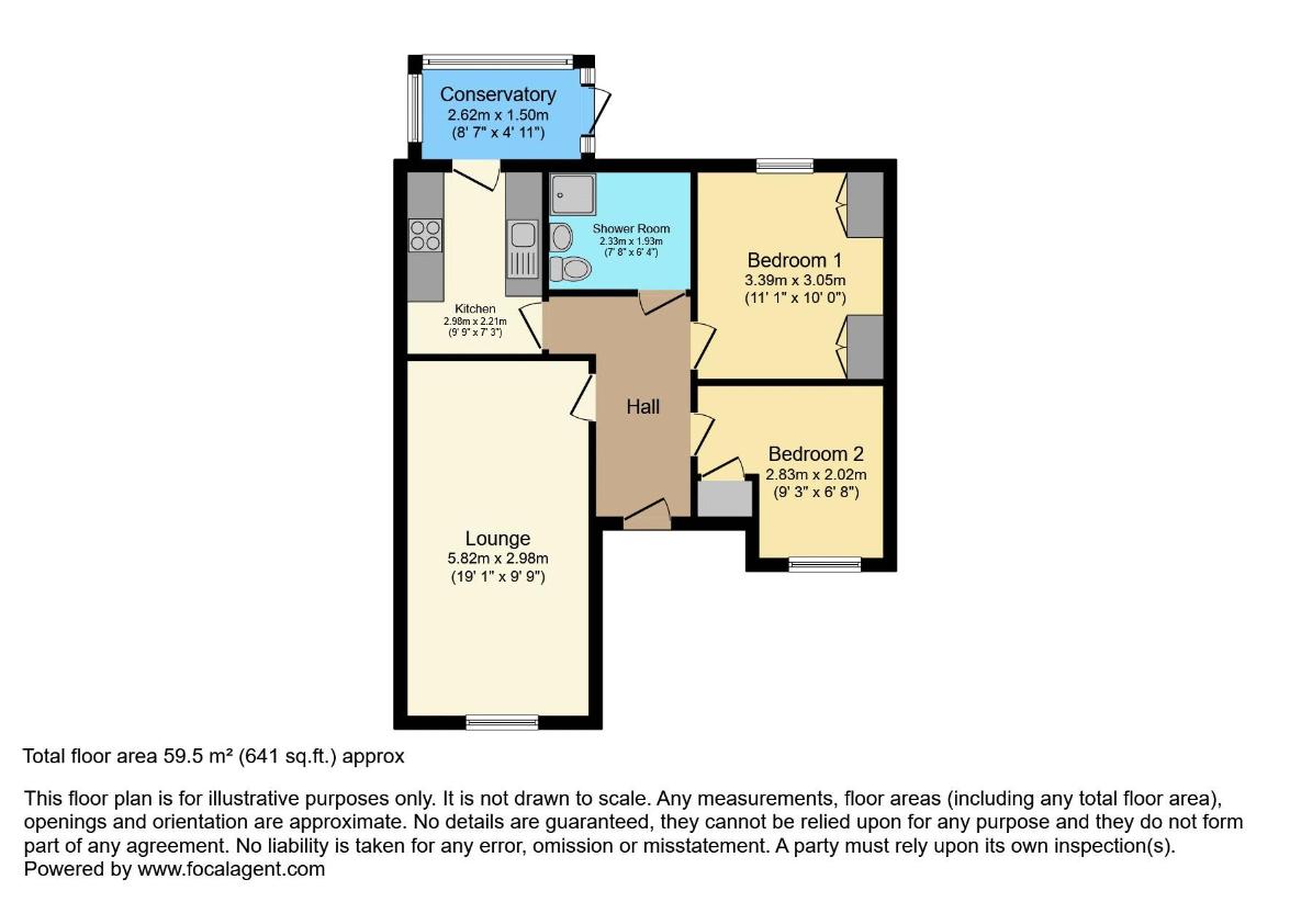 2 bedroom bungalow for sale - floorplan