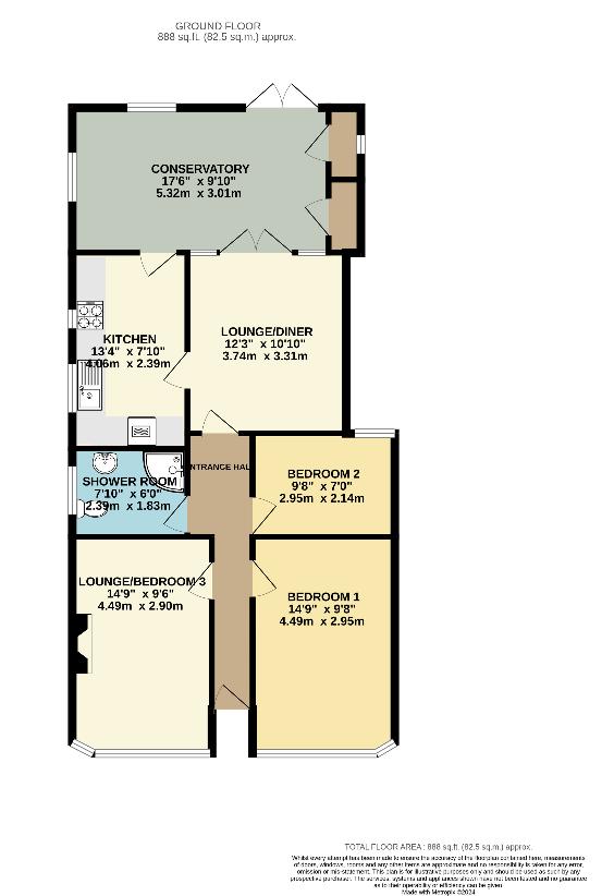 2 bedroom bungalow for sale - floorplan