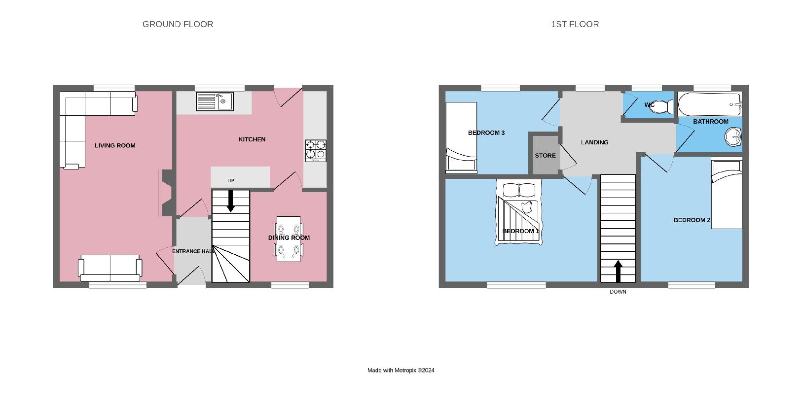 3 bedroom property for sale - floorplan