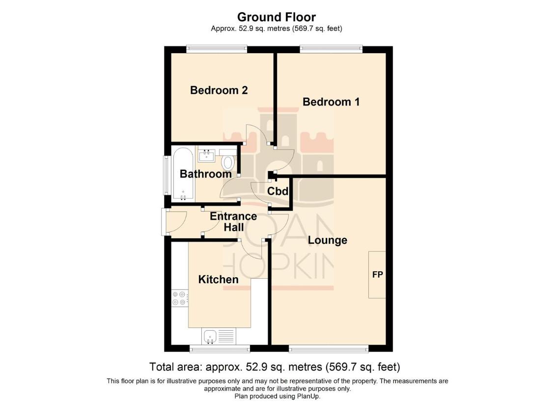 2 bedroom bungalow for sale - floorplan