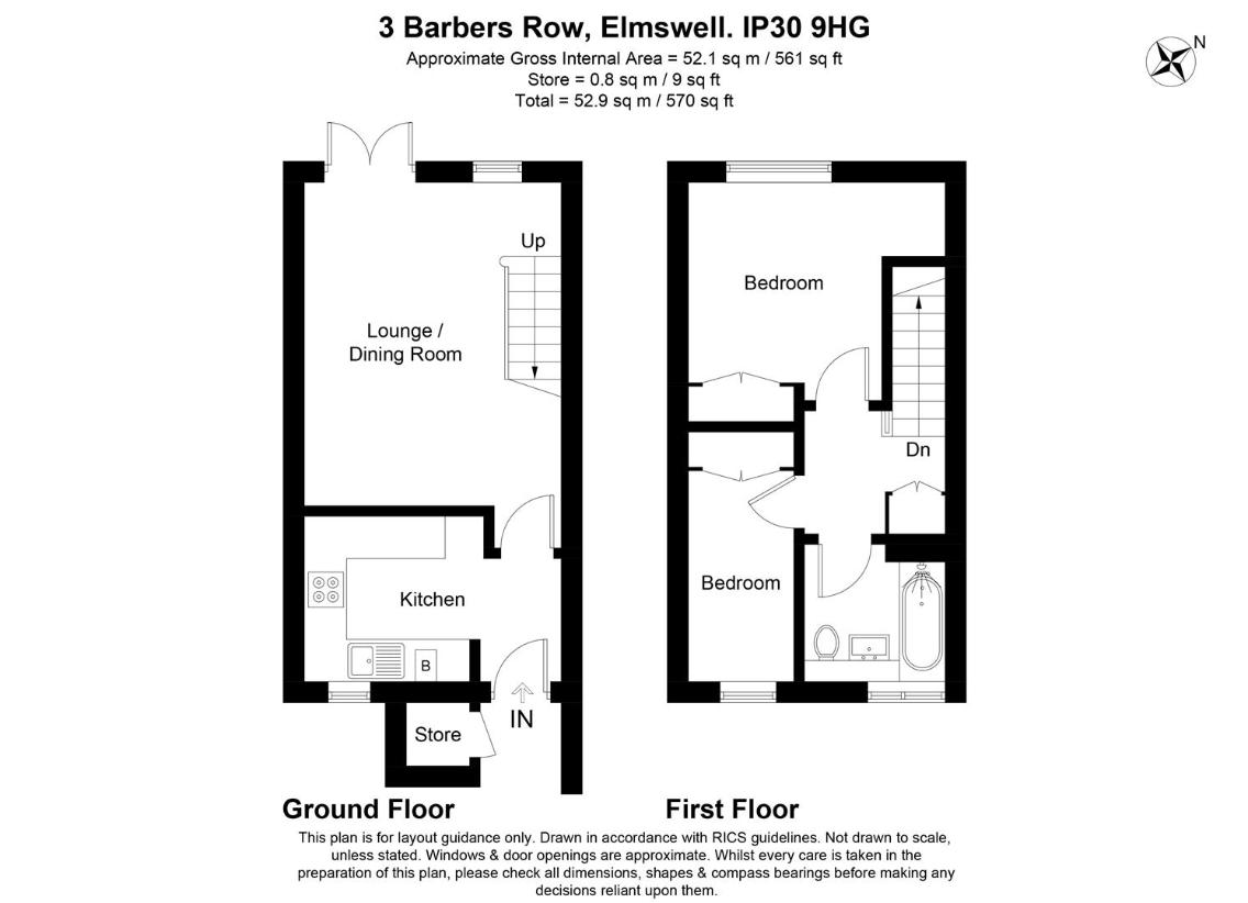 2 bedroom terraced house for sale - floorplan