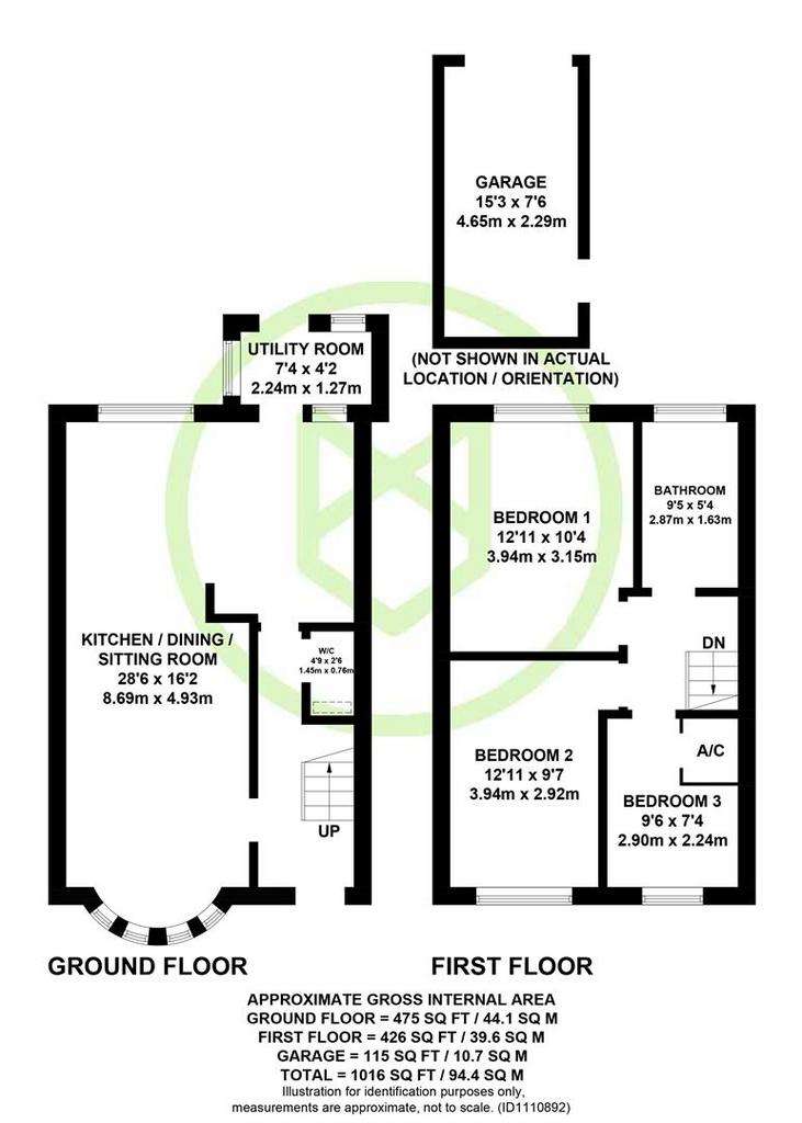 3 bedroom end of terrace house for sale - floorplan