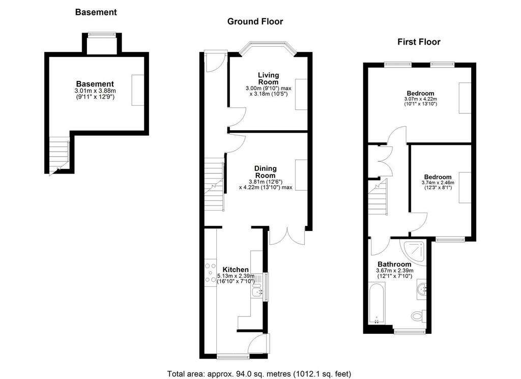 2 bedroom terraced house for sale - floorplan